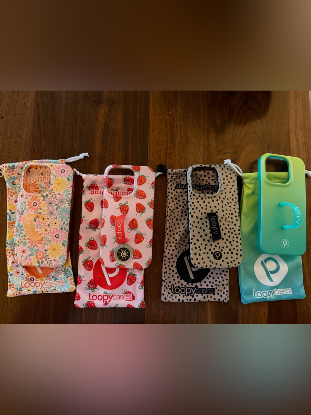 Loopy Cases (4) Phone Cases Set in Pink, Floral, Black-White, Aqua-Green!